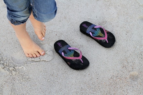 flip flops on the sand