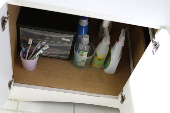 bathroom cabinet after declutter