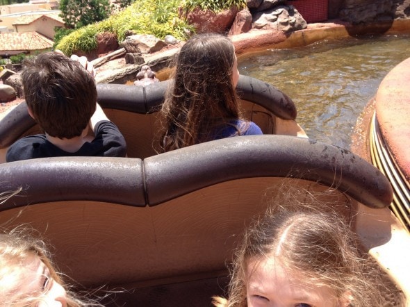 Children in Splash Mountain boat.