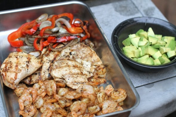 Grilled fajita salad ingredients.