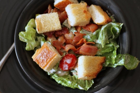 A bowl of BLT salad.