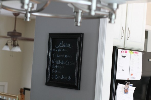 chalkboard menu in dining room