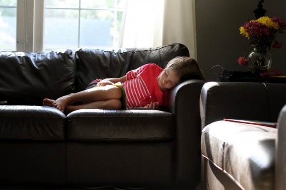 reading on the couch