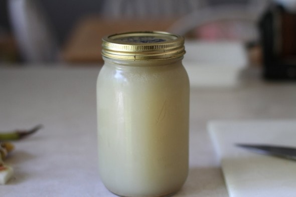 chicken broth in a mason jar