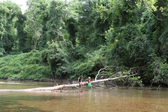 playing in the river