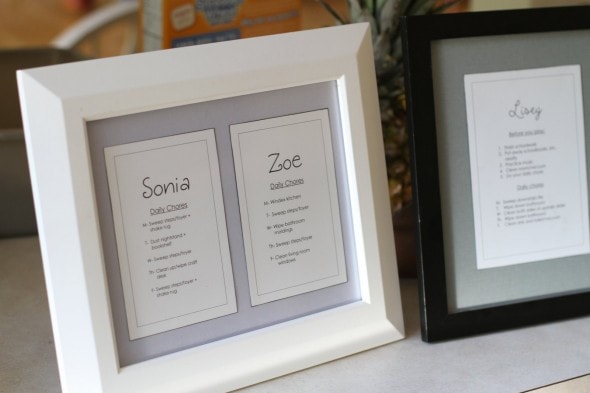 framed chore lists