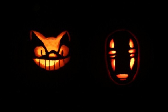 no face and cat bus pumpkin