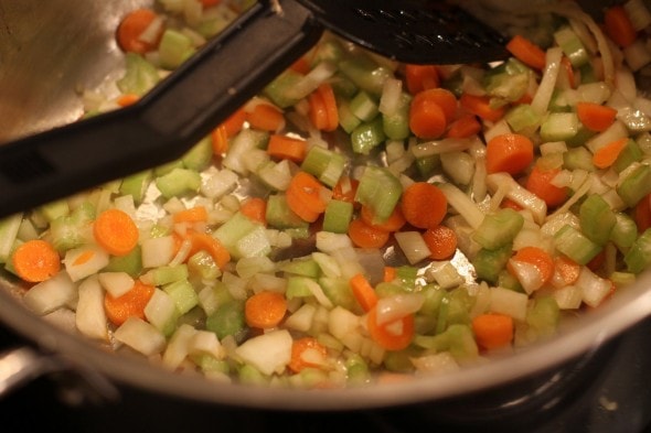 how to saute veggies for chicken noodle soup