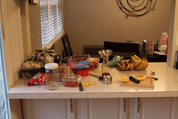messy kitchen counter
