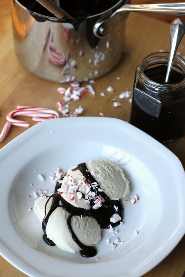 Leftover candy canes? Make Salted Peppermint Fudge Sauce! The Frugal Girl
