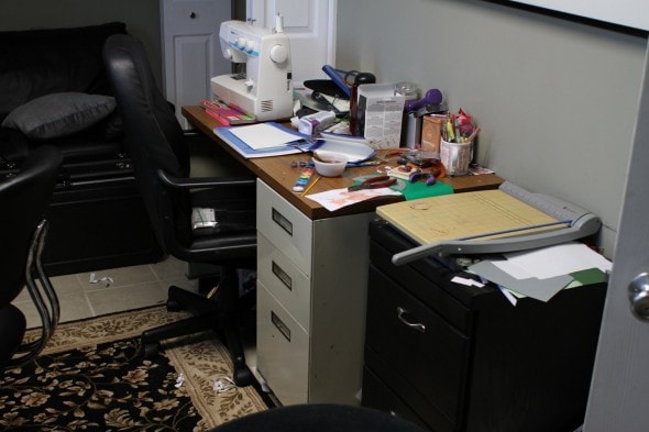 cluttered desk