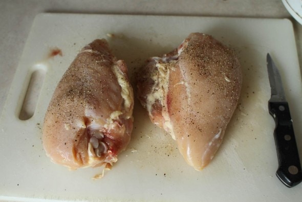 salt and pepper bone-in chicken breasts