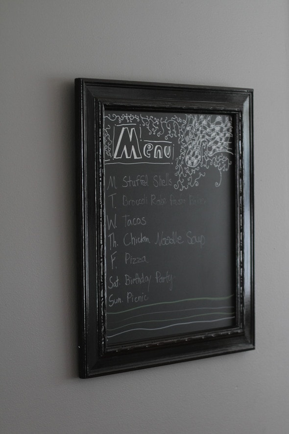 Menu board written in chalk.
