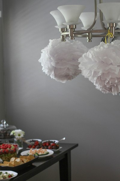 white tissue paper flowers