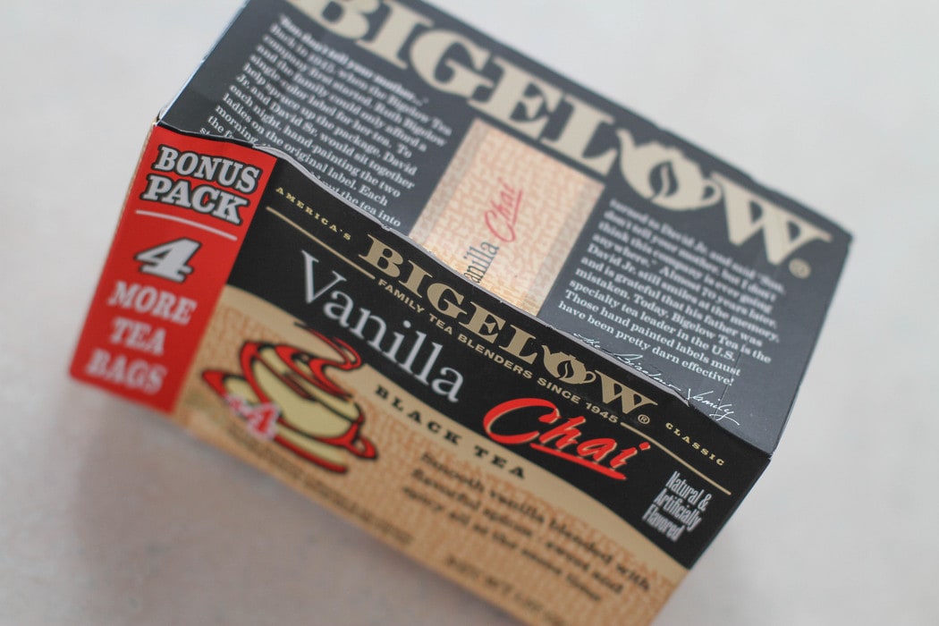 bent Bigelow tea box