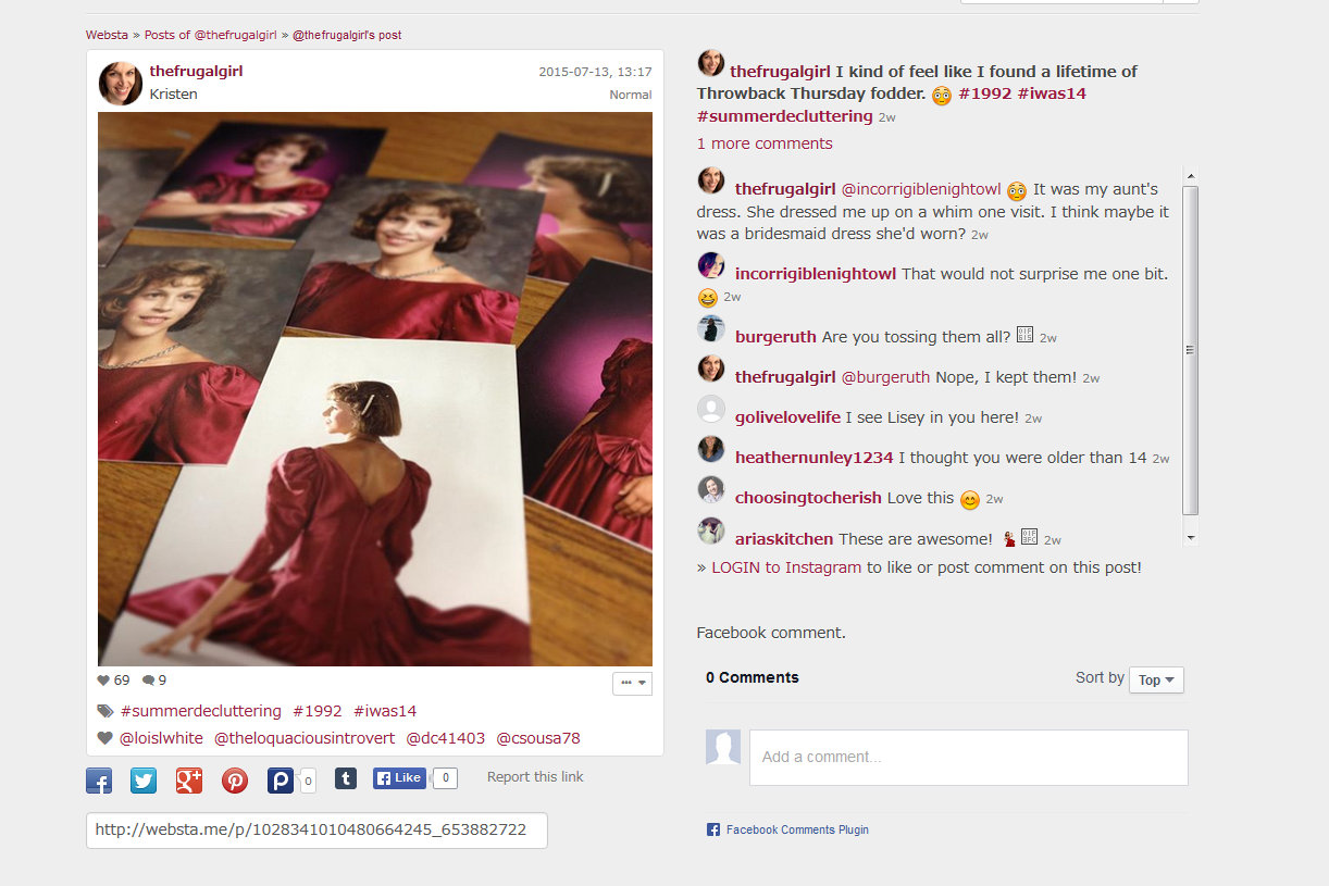 screenshot of Kristen's instagram.