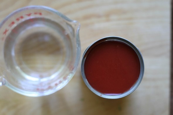 tomato sauce and water