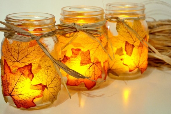 10 Classy Fall Crafts - Leaf Candle Holder