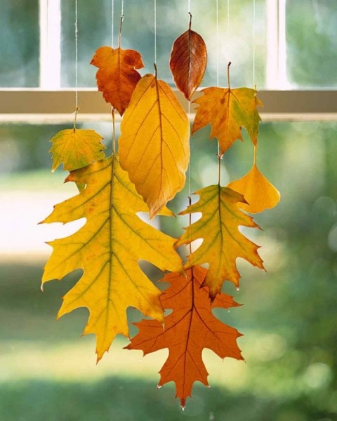 10 Classy Fall Crafts - Sparkly Leaf Garland - Wax Dipped Leaves