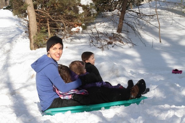 frugal girl sledding