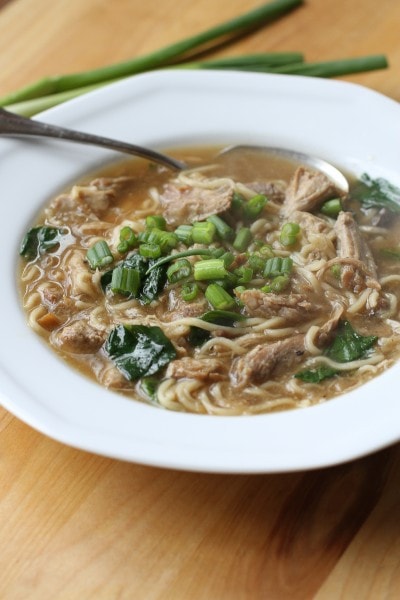 slow cooker Japanese pork and ramen soup