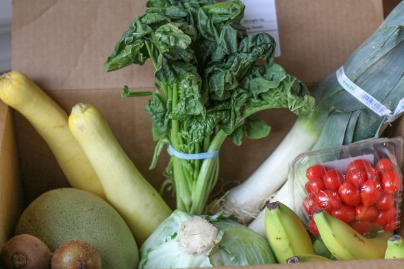 A Hungry Harvest box filled with produce.