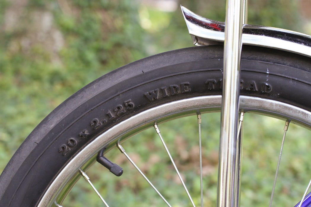 A rear bike wheel.