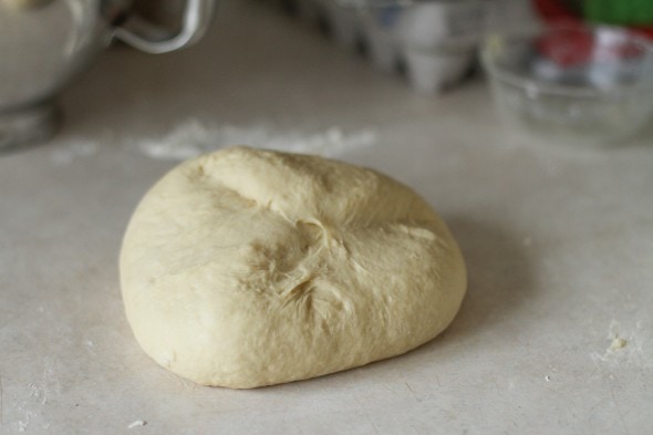 yeast dough on counterop.