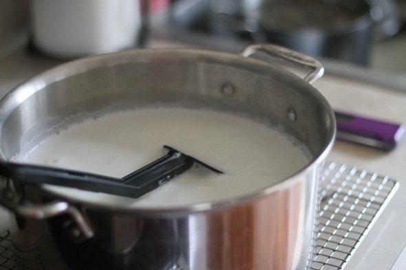 milk in a stockpot.