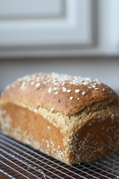 oatmeal bread cooling on rack