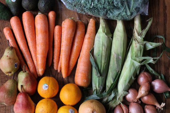 Hungry Harvest produce arranged on a flat surface.