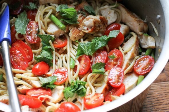 Pasta Primavera in a large stock pot.