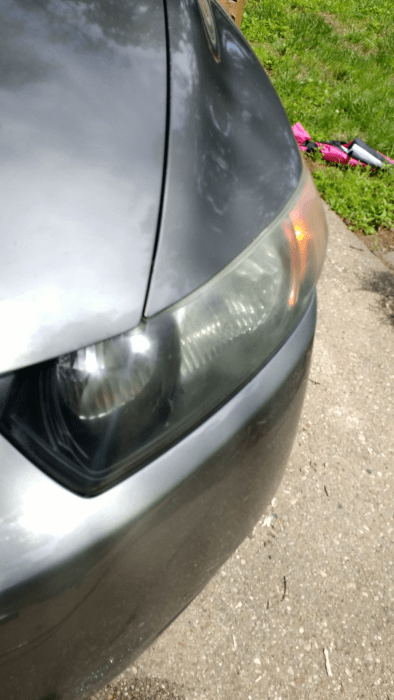 Cloudy Civic headlights.