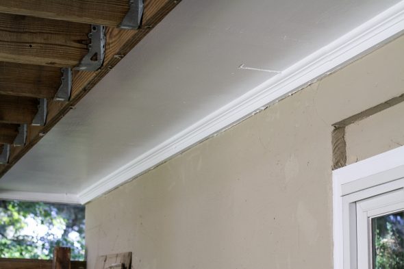 A freshly-painted white soffit.