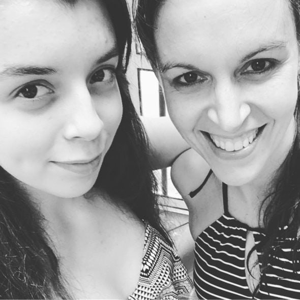 Lisey and Kristen at the pool.