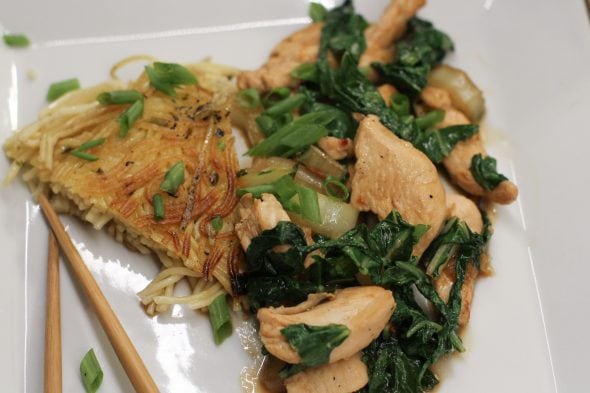 stir fry with noodle cake
