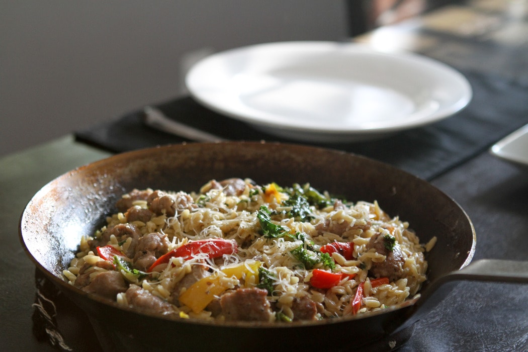 skillet sausage with orzo