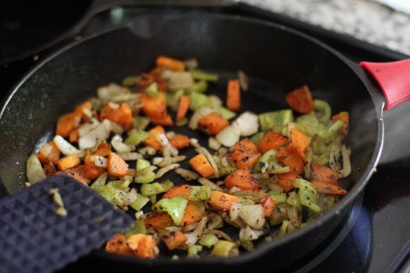 sauteed peppers, carrots, and onion.