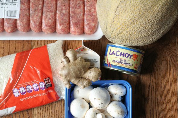 A small collection of groceries.