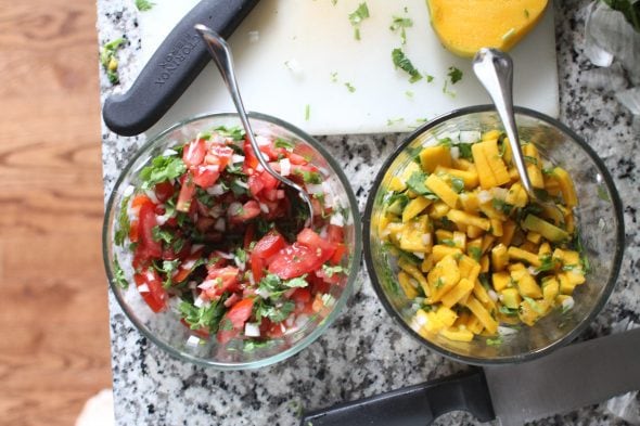 mango salsa and pico de gallo