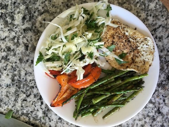 Plate of eggs and veggies