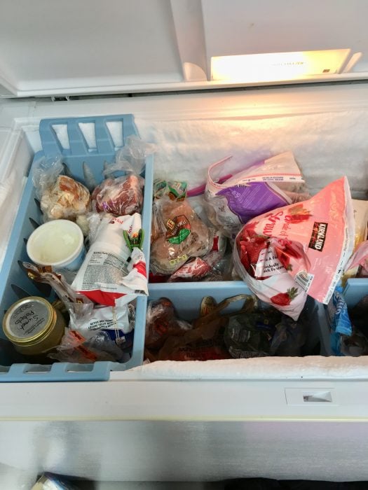 A full chest freezer.