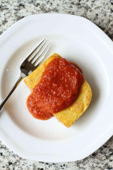 Parmesan Polenta with Homemade Tomato Sauce