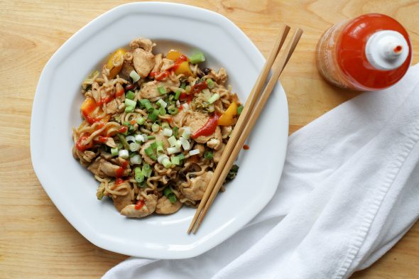 one pan chicken and veggie ramen bowls