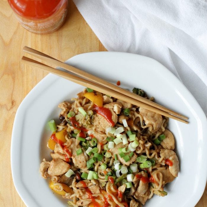 One-Pan Chicken and Veggie Ramen Bowls