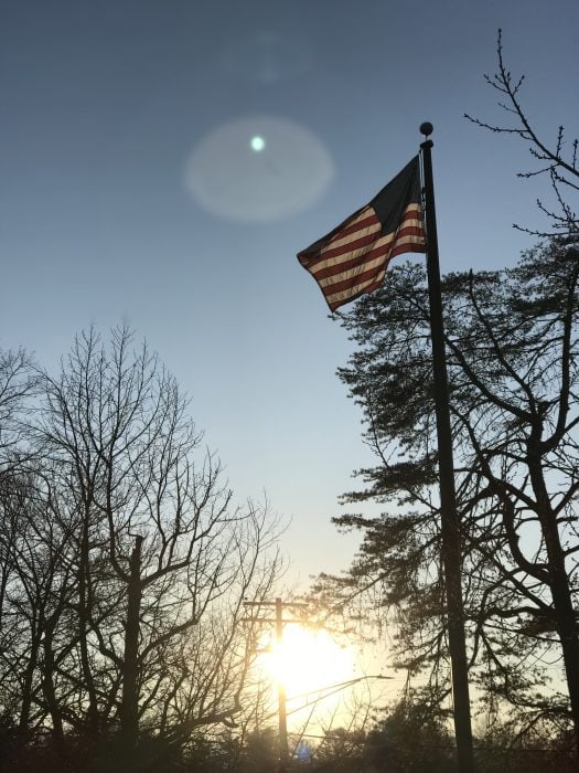 sunset and flag