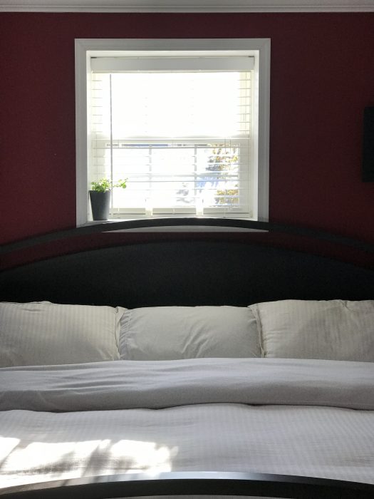 burgundy painted bedroom