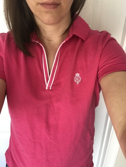 pink polo shirt