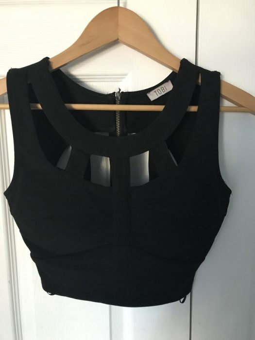 a strappy black bra top