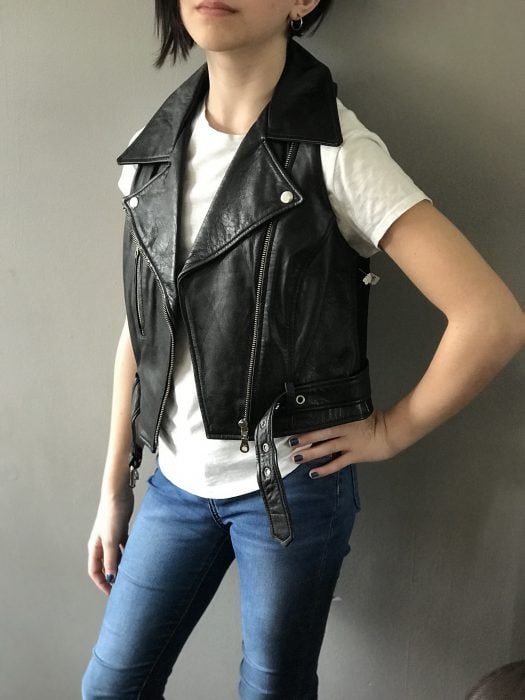 black leather vest